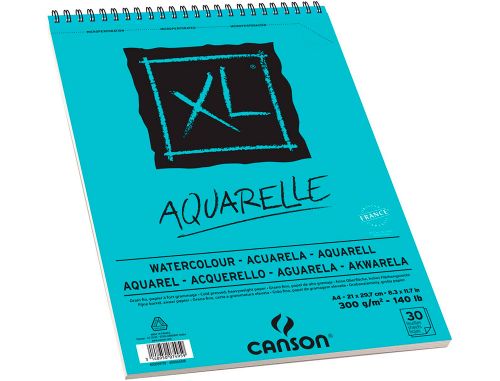 Bloco de desenho aguarela canson xl aquarelle grano fino din a4 microperfurado espiral 21x29,7 cm 30 folhas 300 gr , Canson , 64831 , 3148950074959
